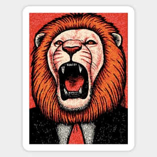 Fierce Lion Boss in Suit - Pop Art Linocut Sticker